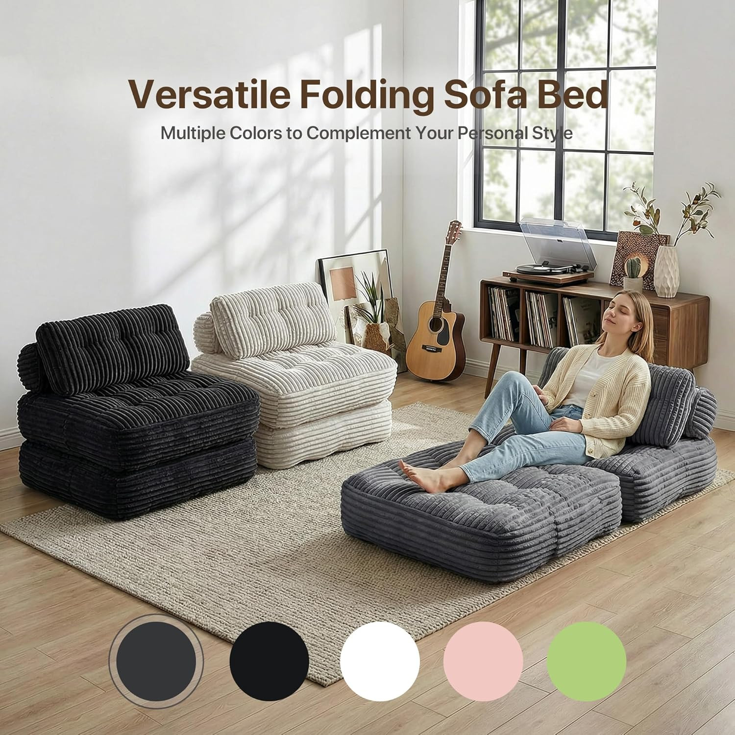 Boneless Chair, Folding Sofa Bed with Pillow Sleeper Sofa with Back Support, Sle