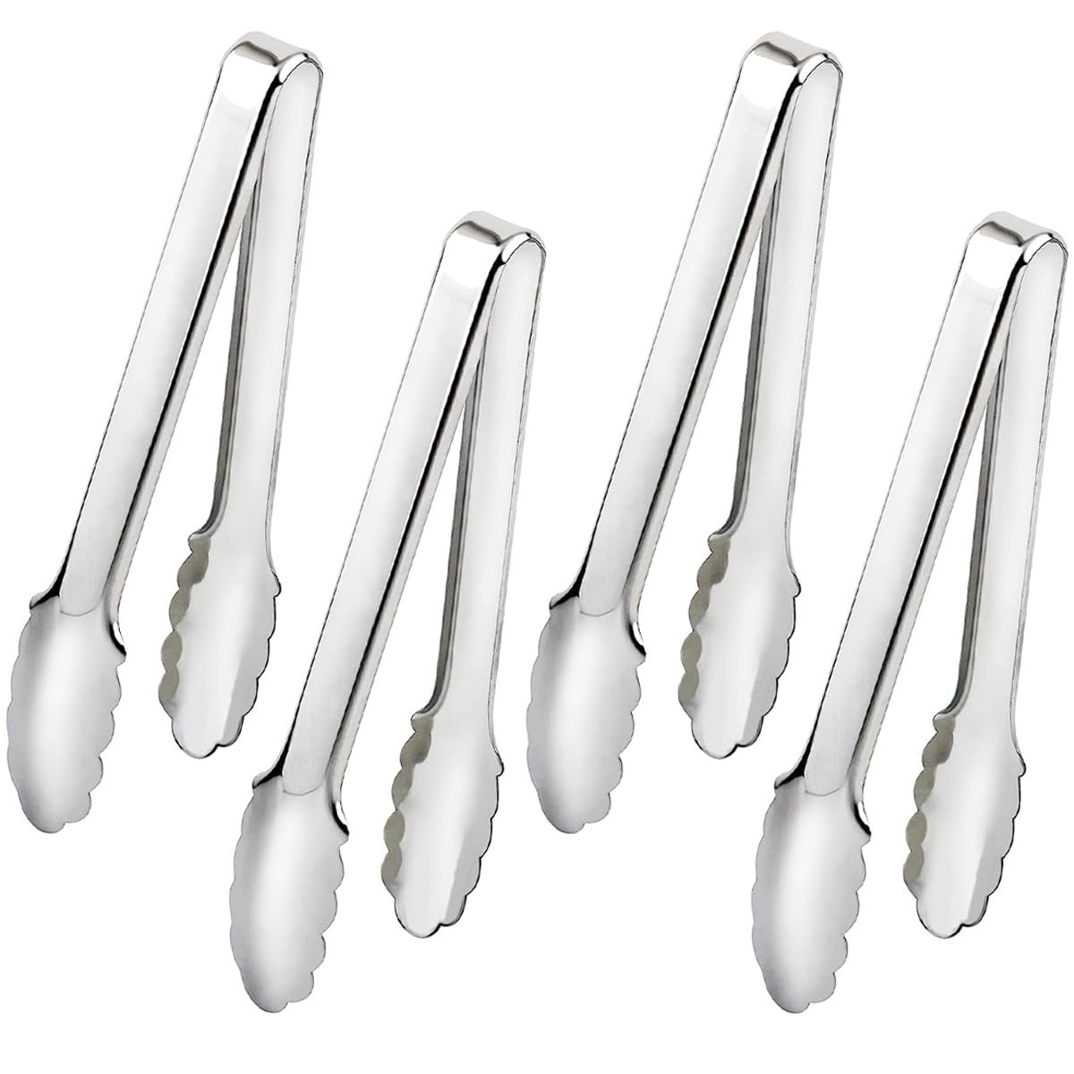 4 PCS Serving Tongs Sliver Tongs 9 Inch Serving Utensils Stainless Steel Serv...
