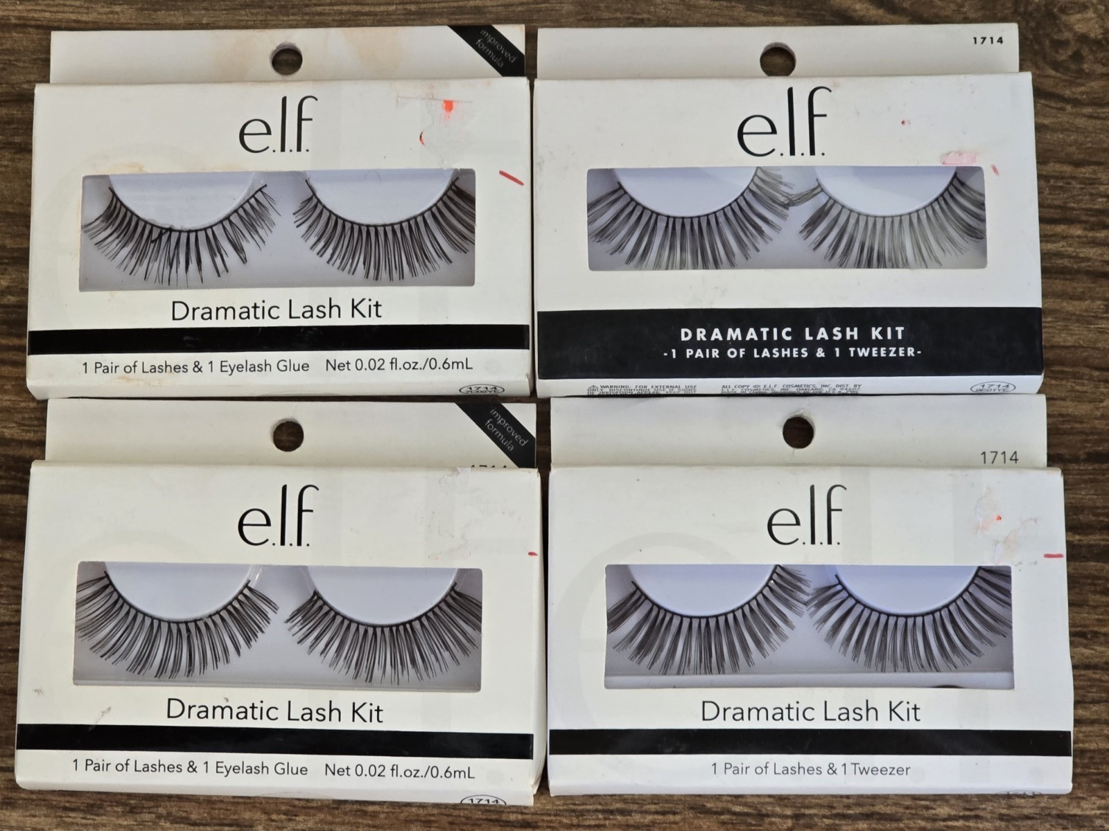 Pack of 4 e.l.f. Dramatic Fake Lash Kit #1714 with Glue Included Set 0.02 fl oz