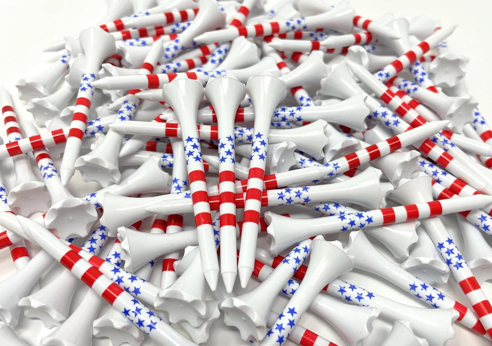 Plastic Golf Tees 2 3/4 Inches USA Flag Design Pack of 100 Patriotic Bulk