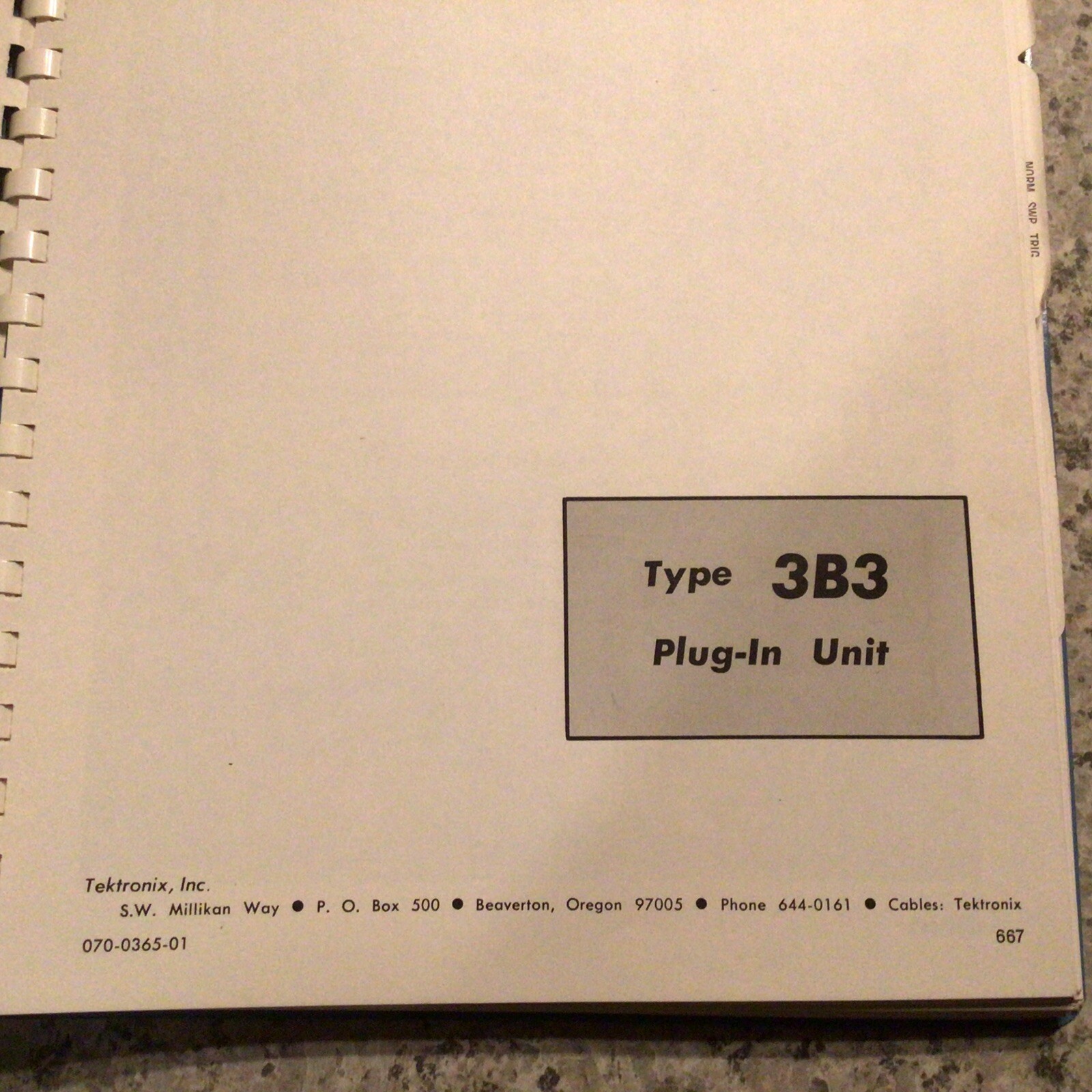 Tektronic Type 3B3 Plug-in Unit Instruction Manual 1967, clean book