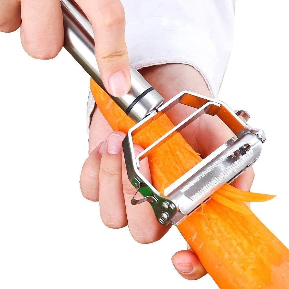 Stainless Steel 2 in 1 Julienne Vegetable Peeler Perfect for Carrot Potato Melon