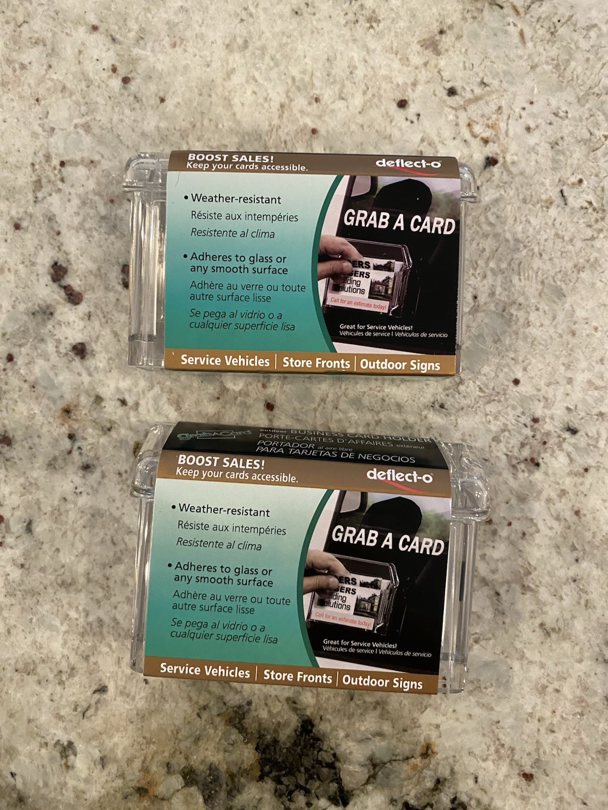 Lot of 2 DEFLECTO Grab-A-Card Outdoor Business Card Holder Weather Resistant New