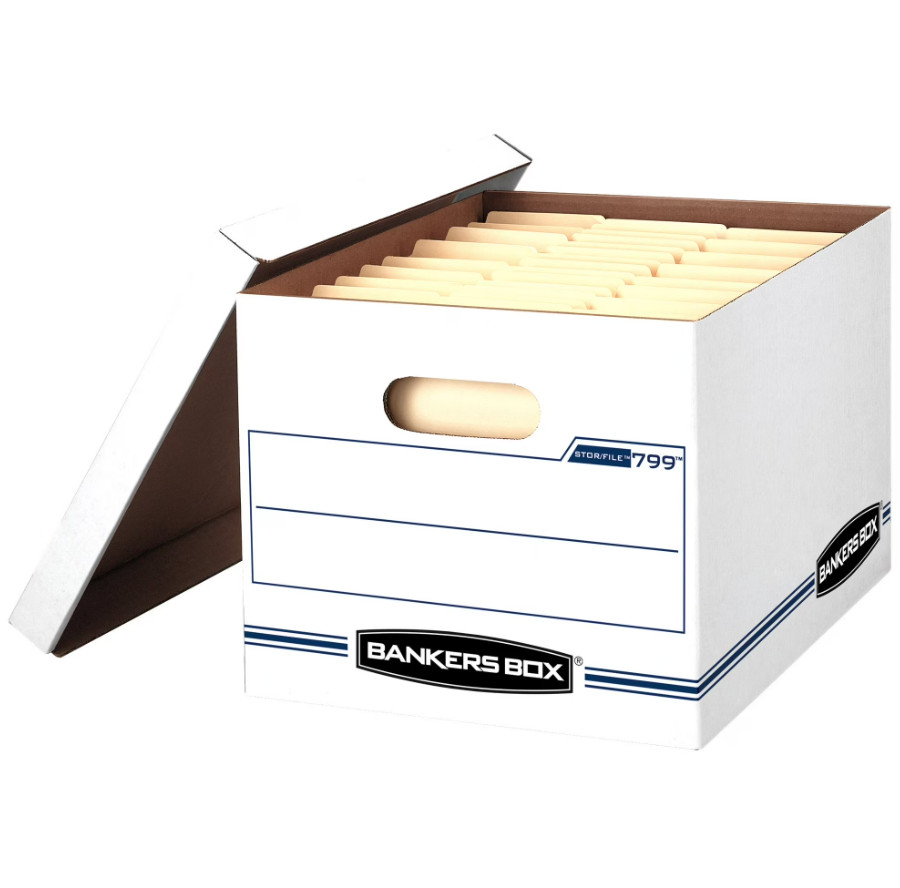 Bankers Box Basic Duty Letter/Legal File Storage Box with Lids, 10 Pack
