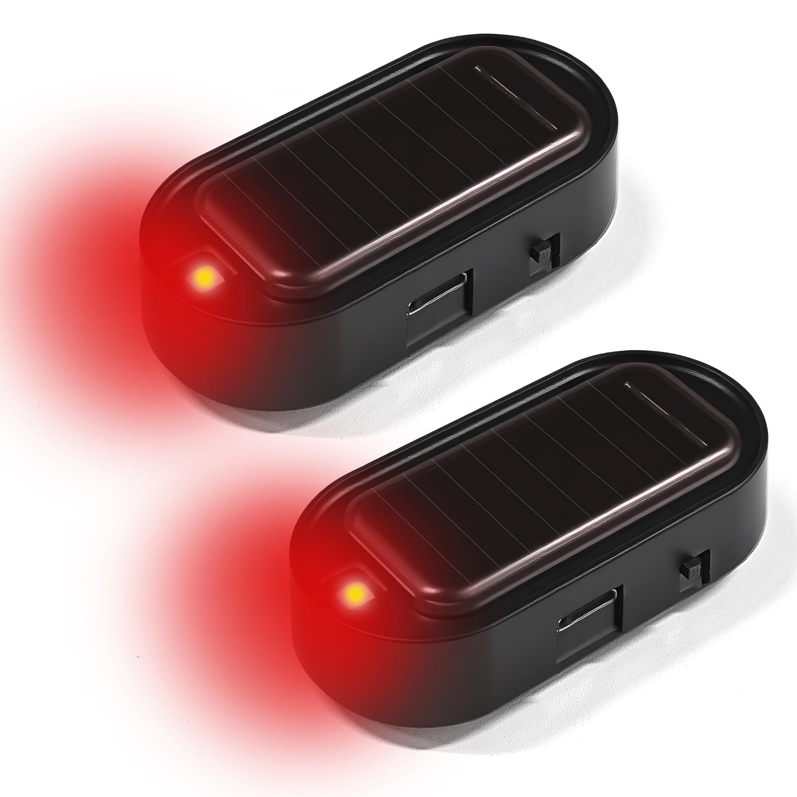 HQRNYP 2PCS Car Solar Power Simulated Dummy Alarm, Alarm System, Auto Red