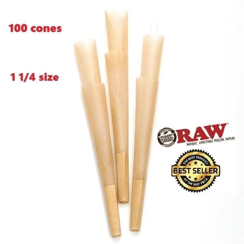 Authentic RAW cone Classic 1 1/4  Size 100 Pre Rolled Cones Rolling Paper