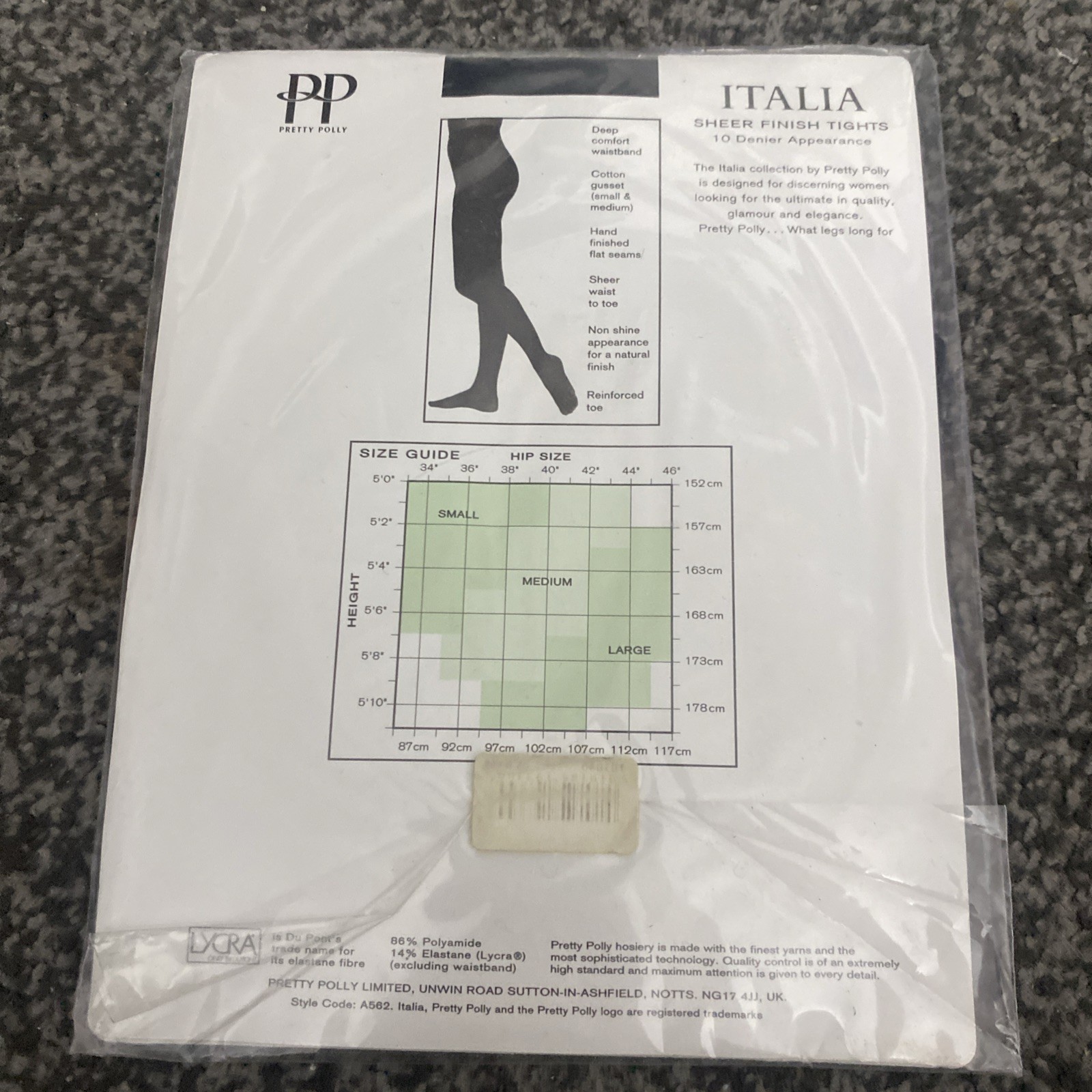Pretty Polly Italia Soft None Shine Dusky Black Small (D)