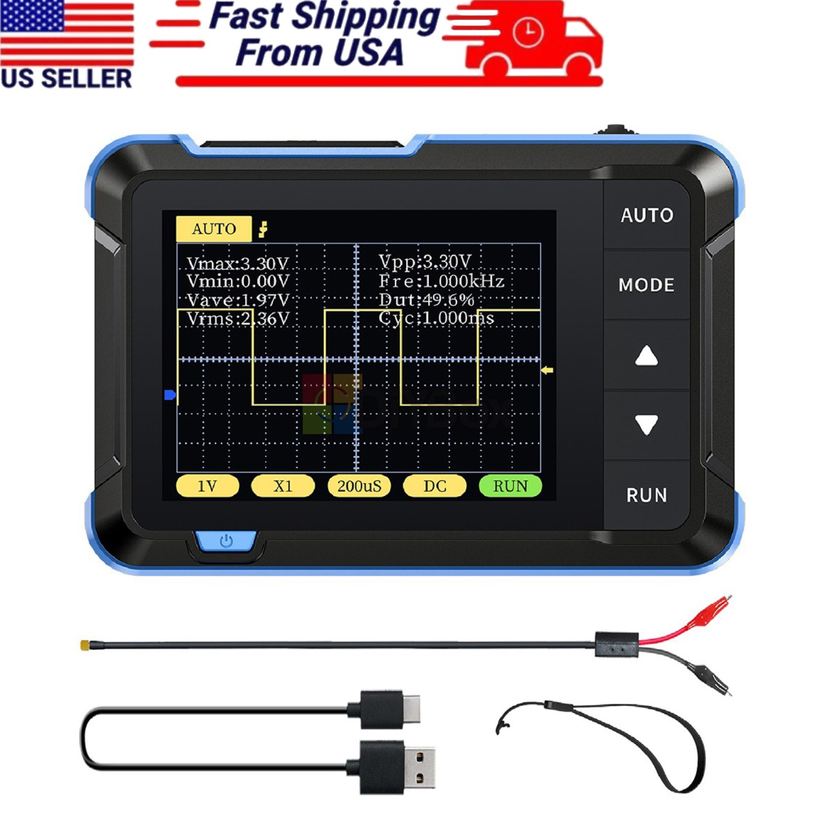 FNIRSI DSO152 Handheld Mini Oscilloscope Type-C Portable Digital Oscilloscope US