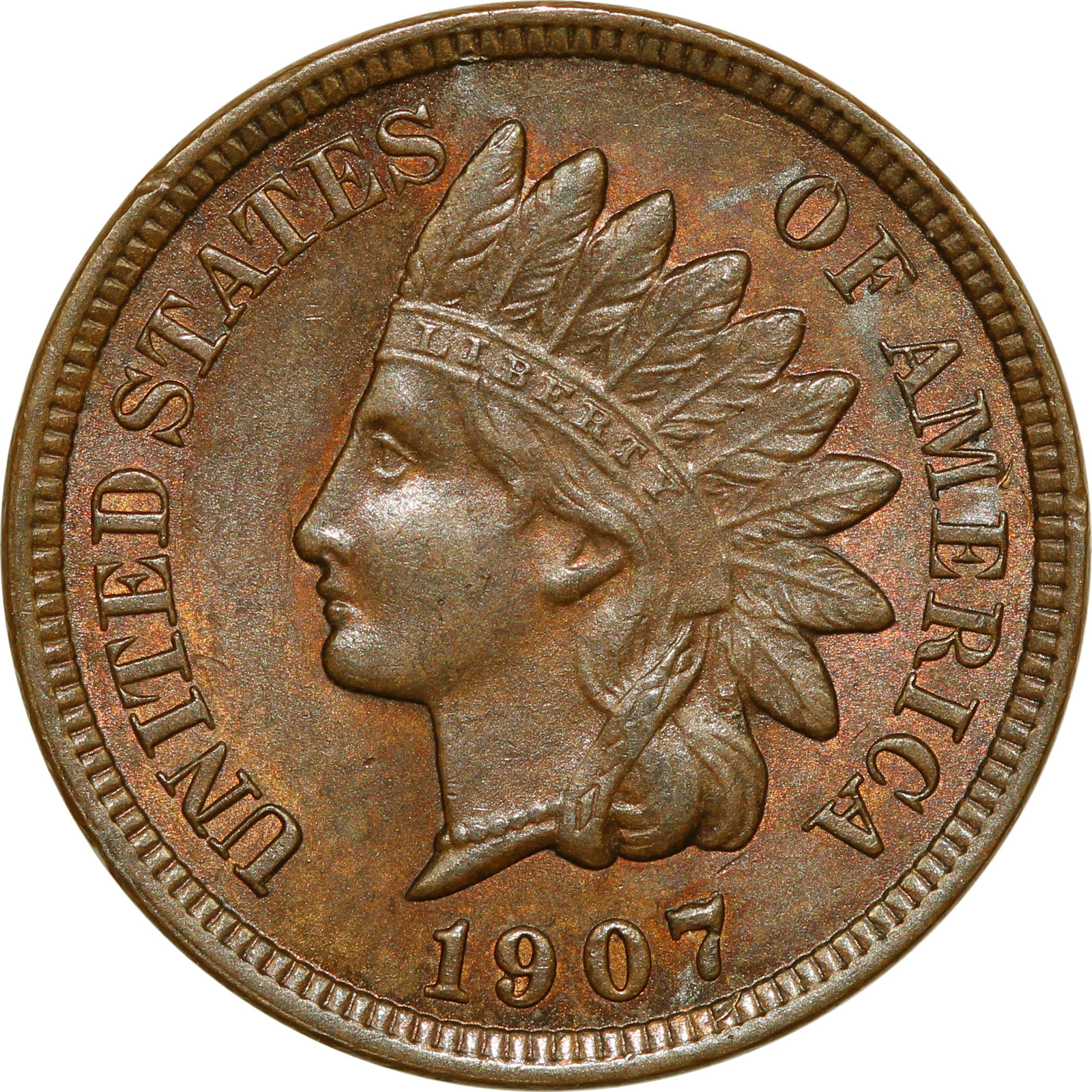 1907 Indian Cent Mint State **SNOW 25 REPUNCHED DATE**