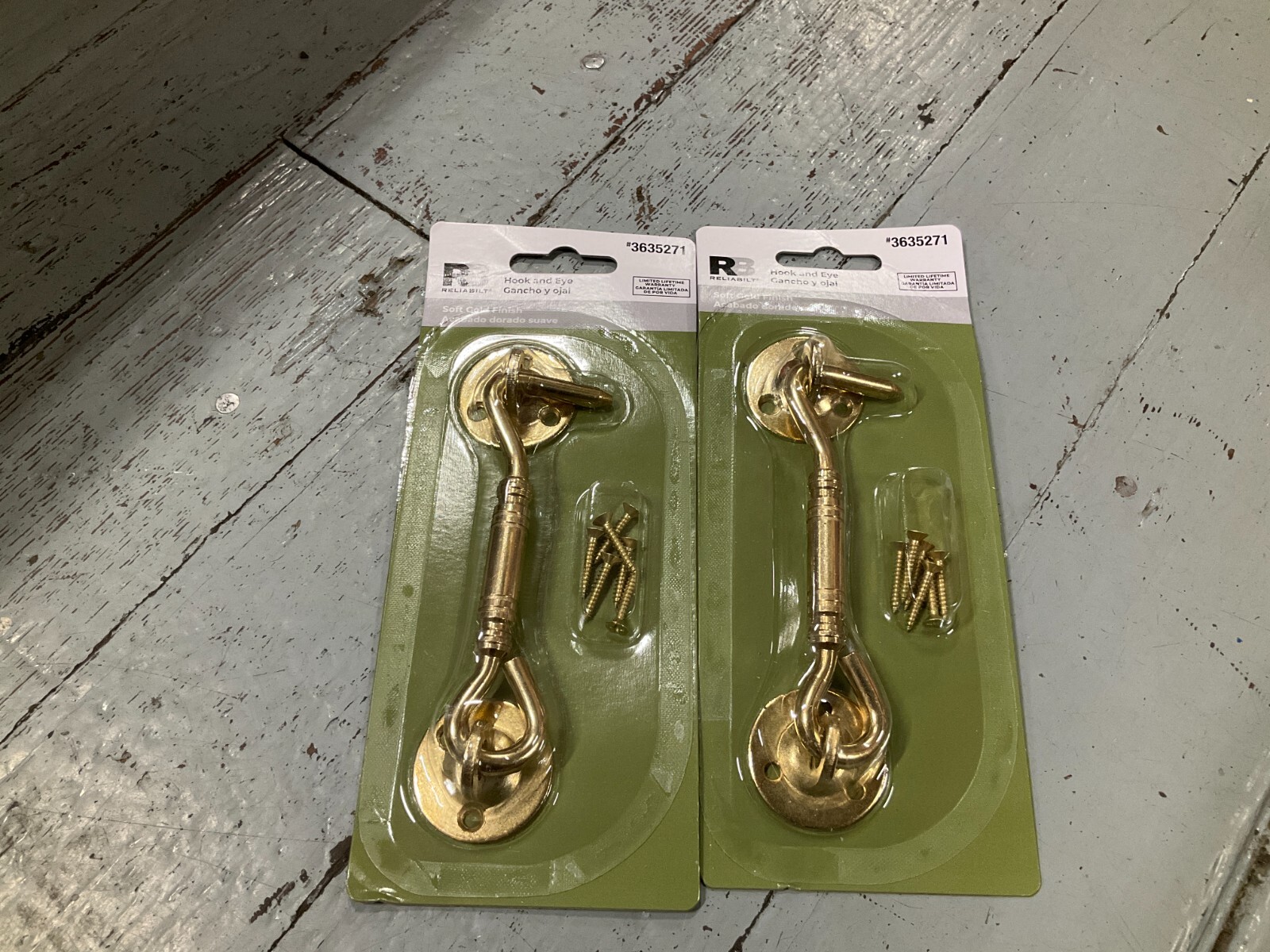 2 Pack RELIABILT 0.79-In Soft Gold Steel Gate Hook And Eye