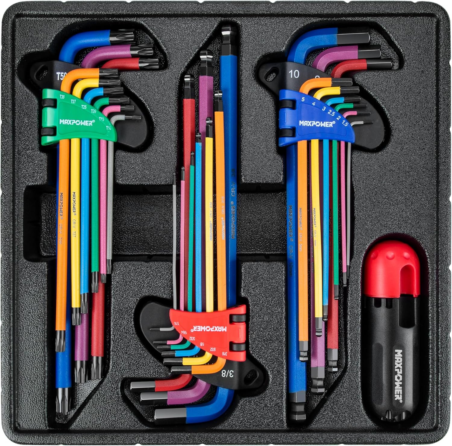 Allen Wrenches Sets, 27-Piece Allen Key Wrench Set Includes SAE (1/6-3/8"), Metr