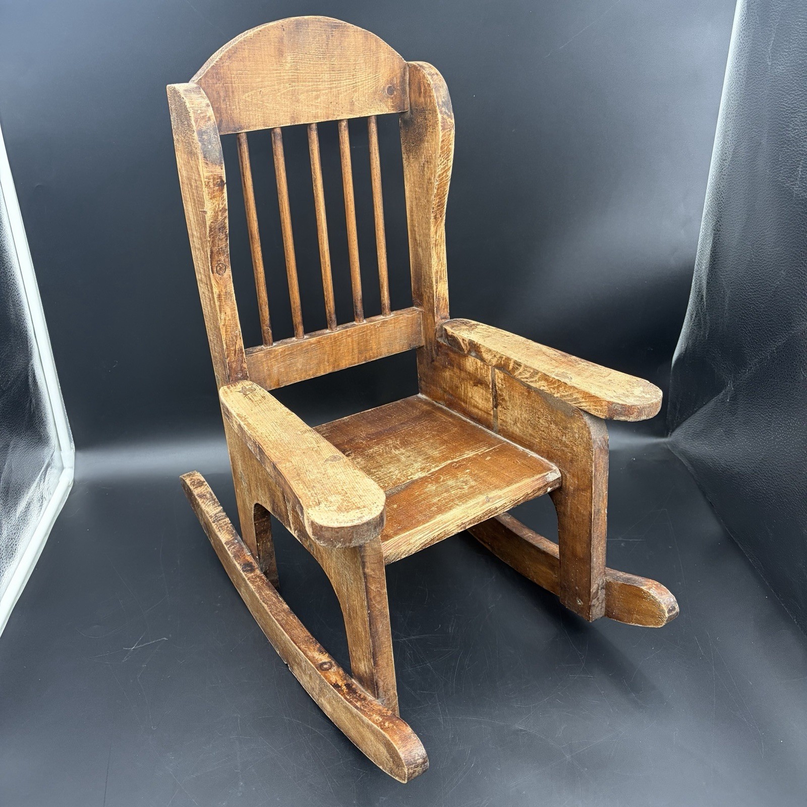 Vintage Wooden Rustic Primitive Rocking Chair Kids Furniture Baby Photoshoot 22”