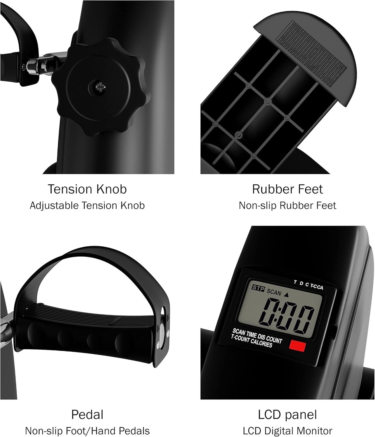 Under Desk Bike & Pedal Exerciser for Home Workouts - LCD Display & Adjustabl...