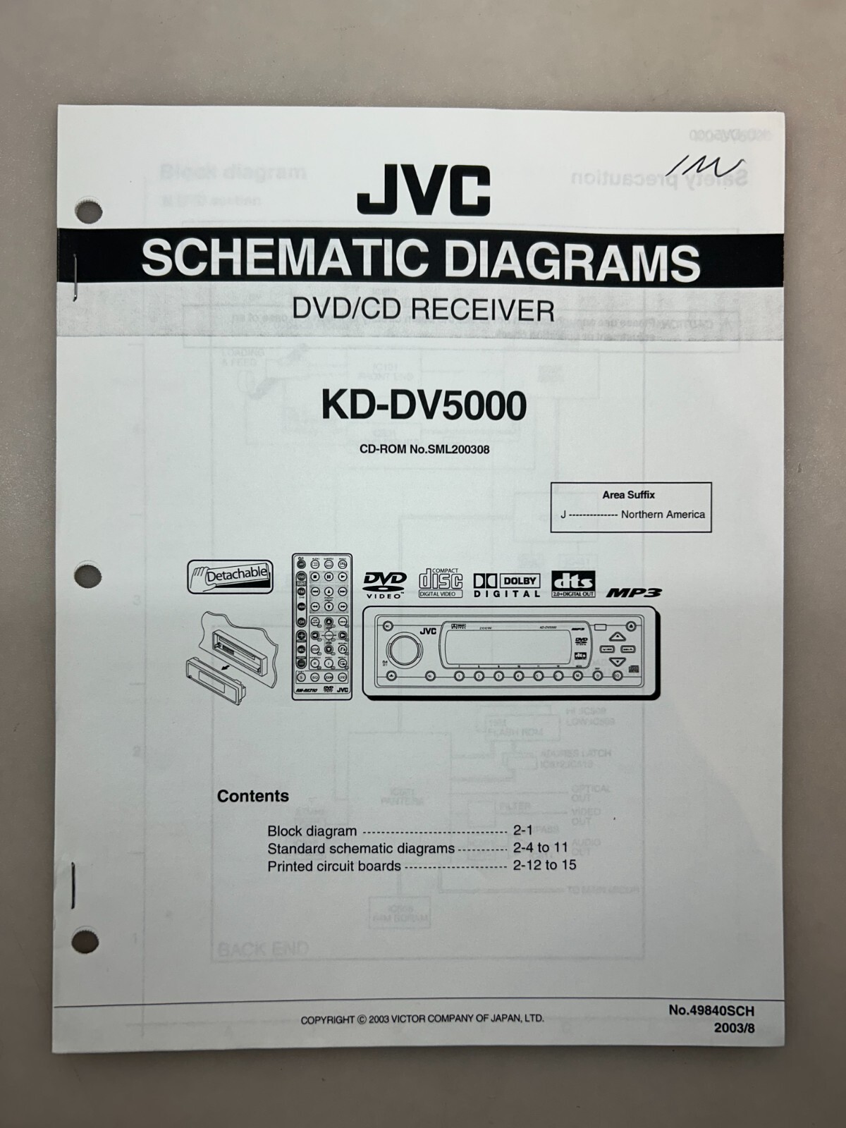 JVC KD-DV5000 Original Schematics Free Shipping
