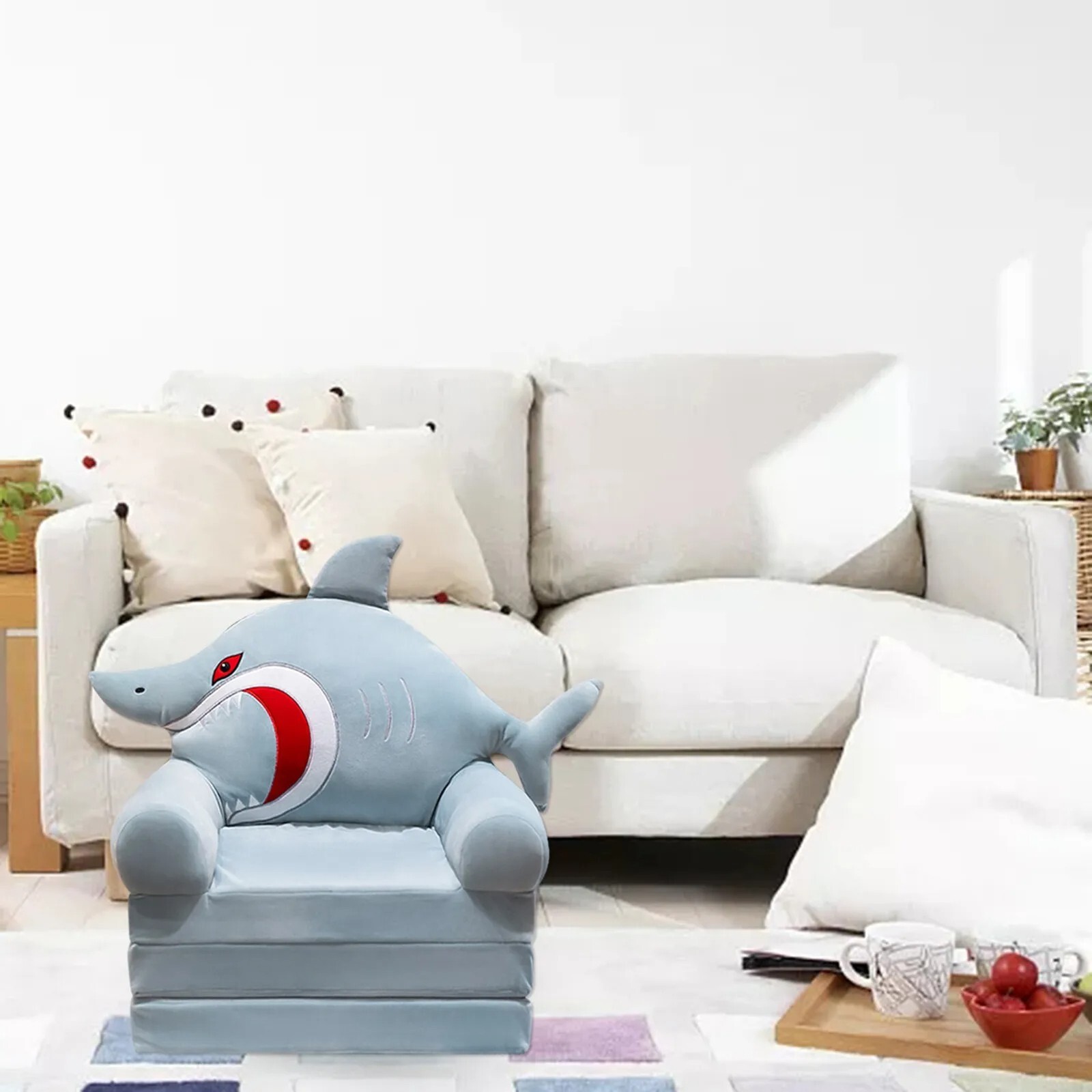 Shark Sealife Plush Children Foldable Sofa Bed Child's Comfortable Furniture Toy