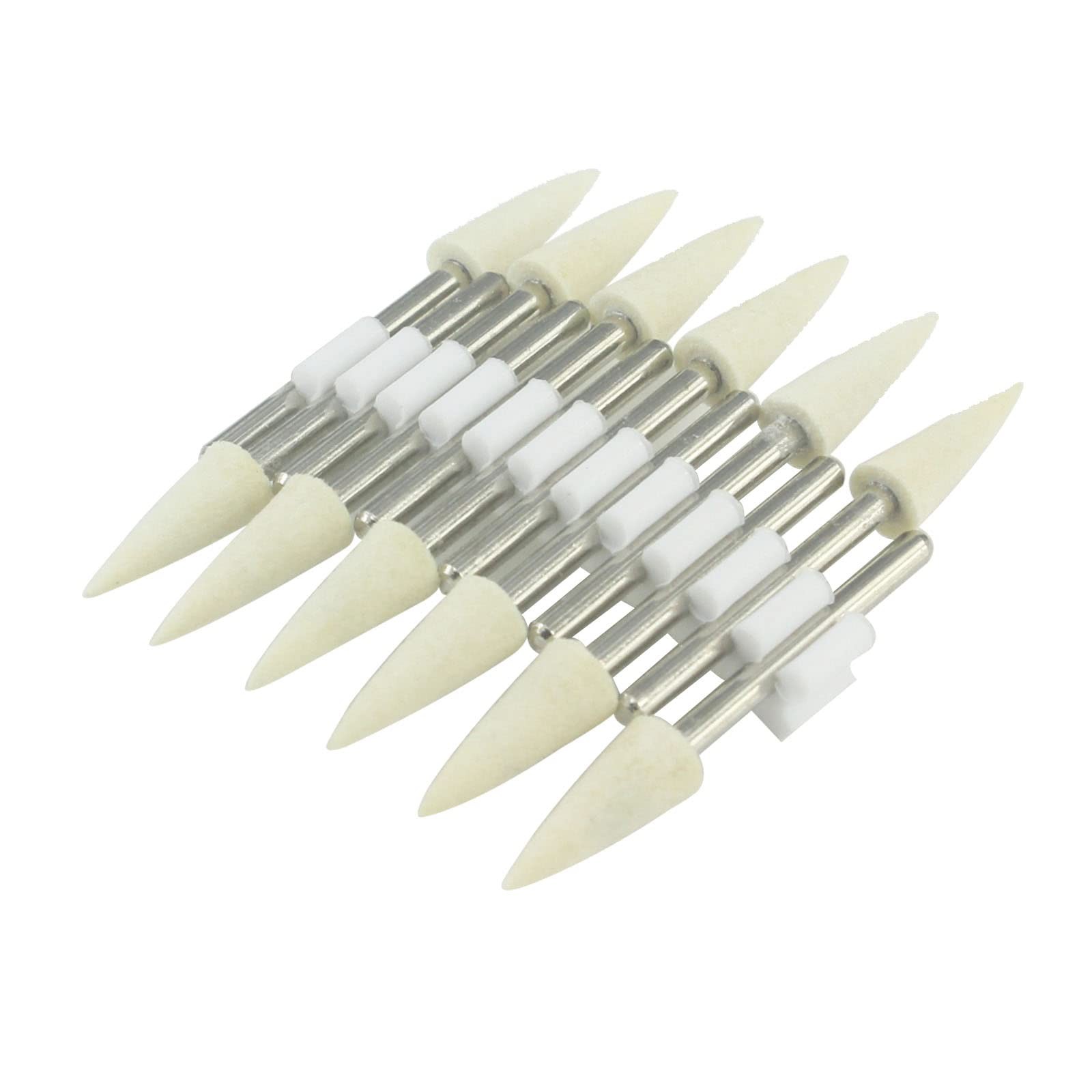 𝐋𝐮𝐨 𝐤𝐞 8mm Wool Felt Polishing Bits - 1/8'' 8 mm dia, 3 shank, White