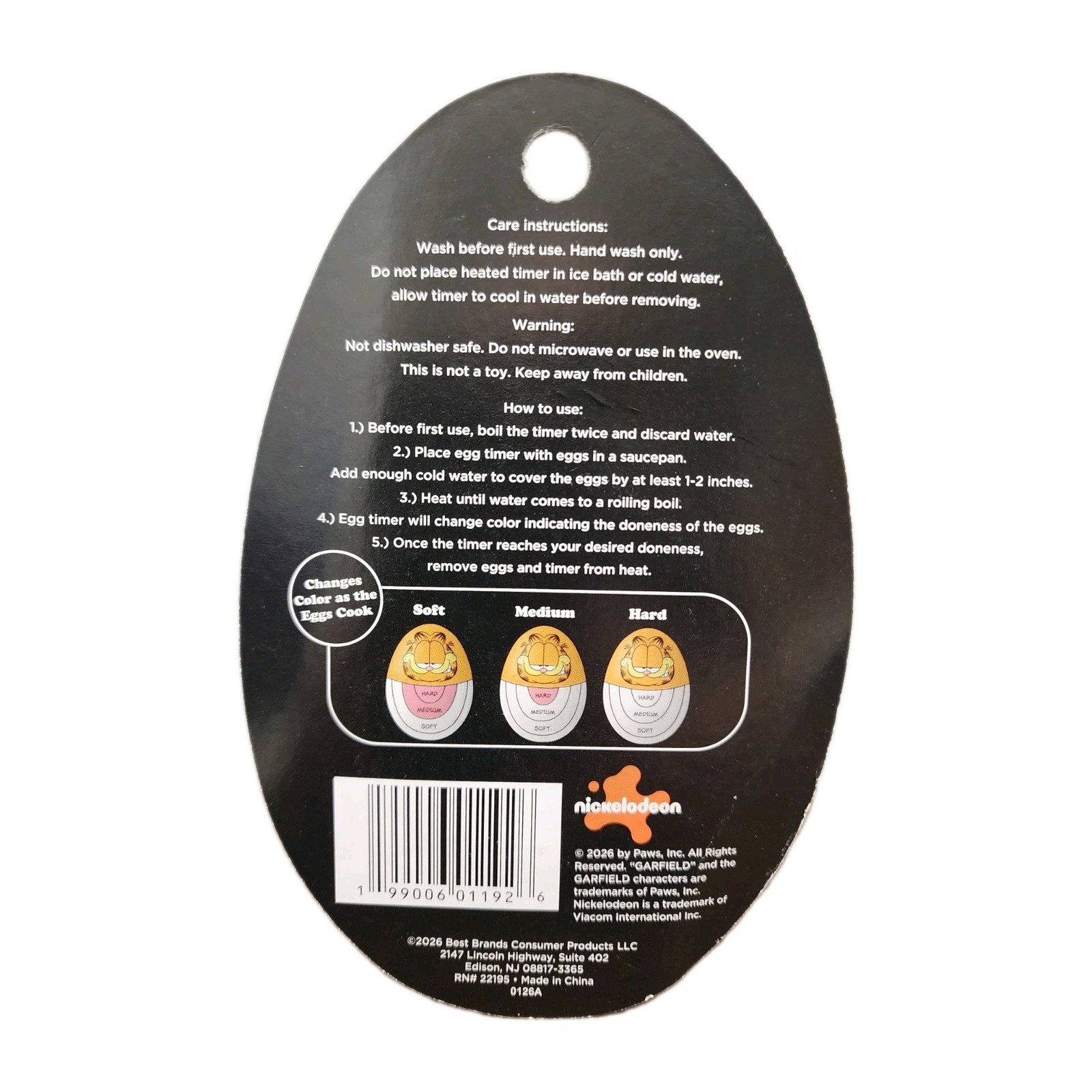 Nickelodeon Garfield Home Kitchen Color Changing Graphic Egg Timer NEW