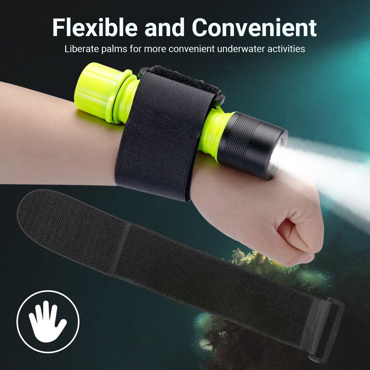 2PACK Professional Scuba Diving Flashlight Underwater 80ft Waterproof Dive Torch