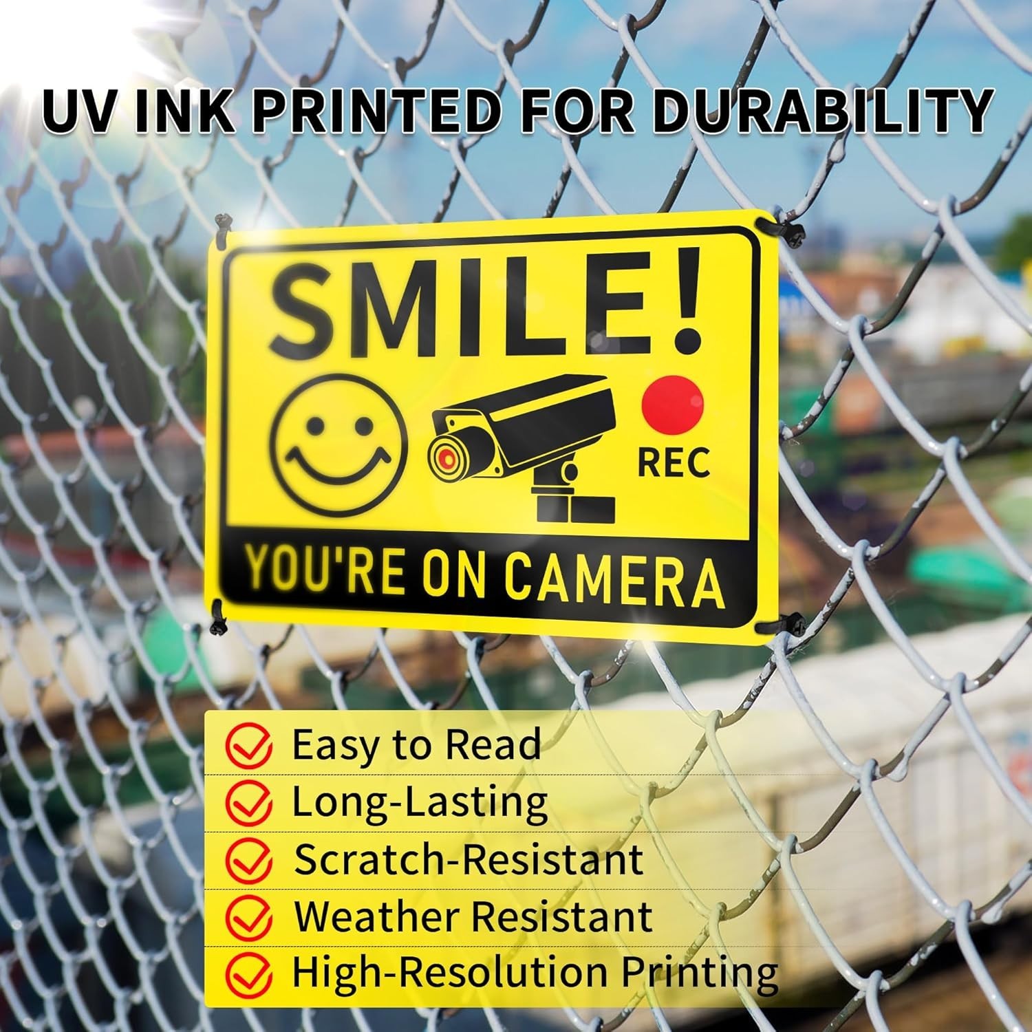 Durable & Reflective 2-Pack Smile You’re On Camera Signs - For Secure Properties
