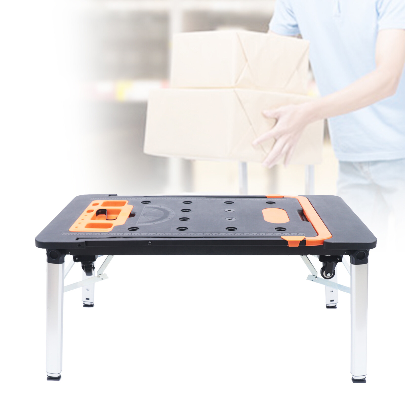 7-in-1 Portable Workbench Folding Sawhorse Work Table Load Capacity 550LBS USA