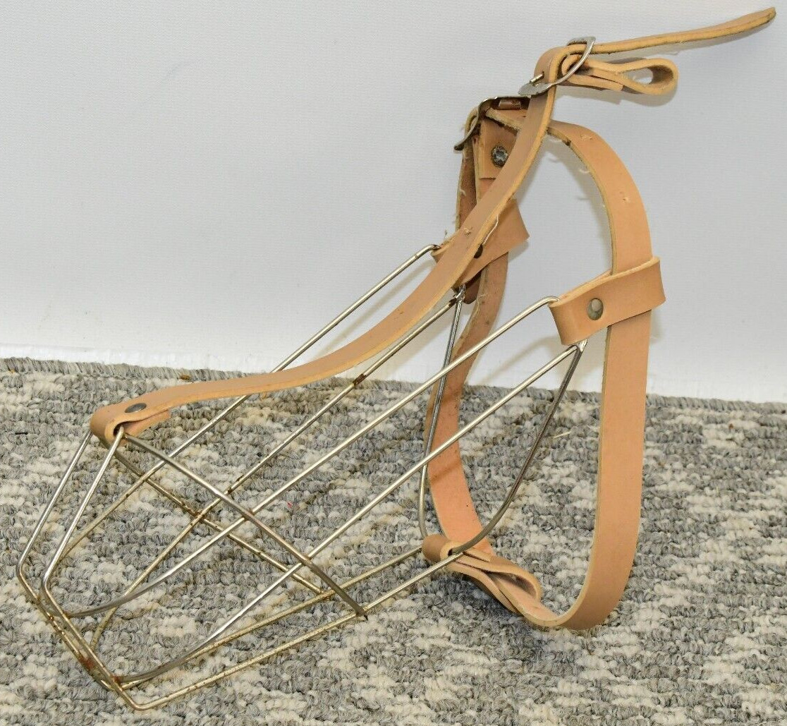 Dog Animal Muzle Metal Wire w/ Leather Straps 8" Wire Long