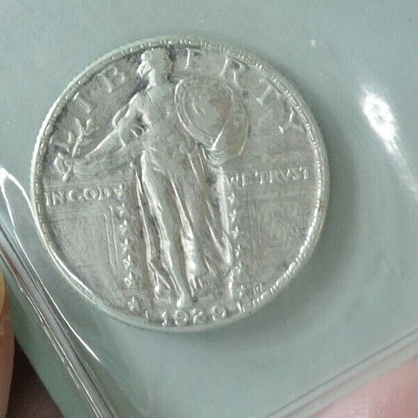 1929 25c Standing Liberty Silver Quarter - NICE Luster - AU
