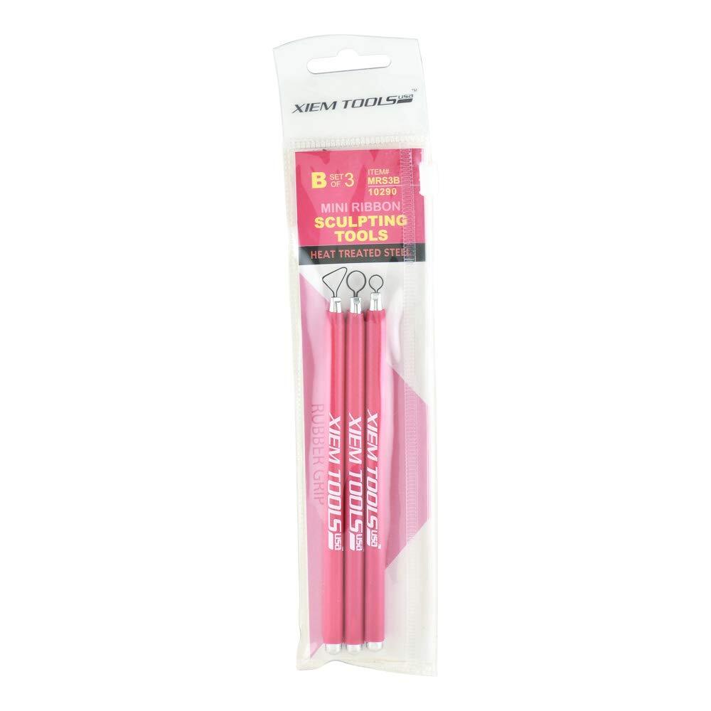 Tools USA Mini Ribbon Sculpting Set B 3 Steel Tools with Pink Handles