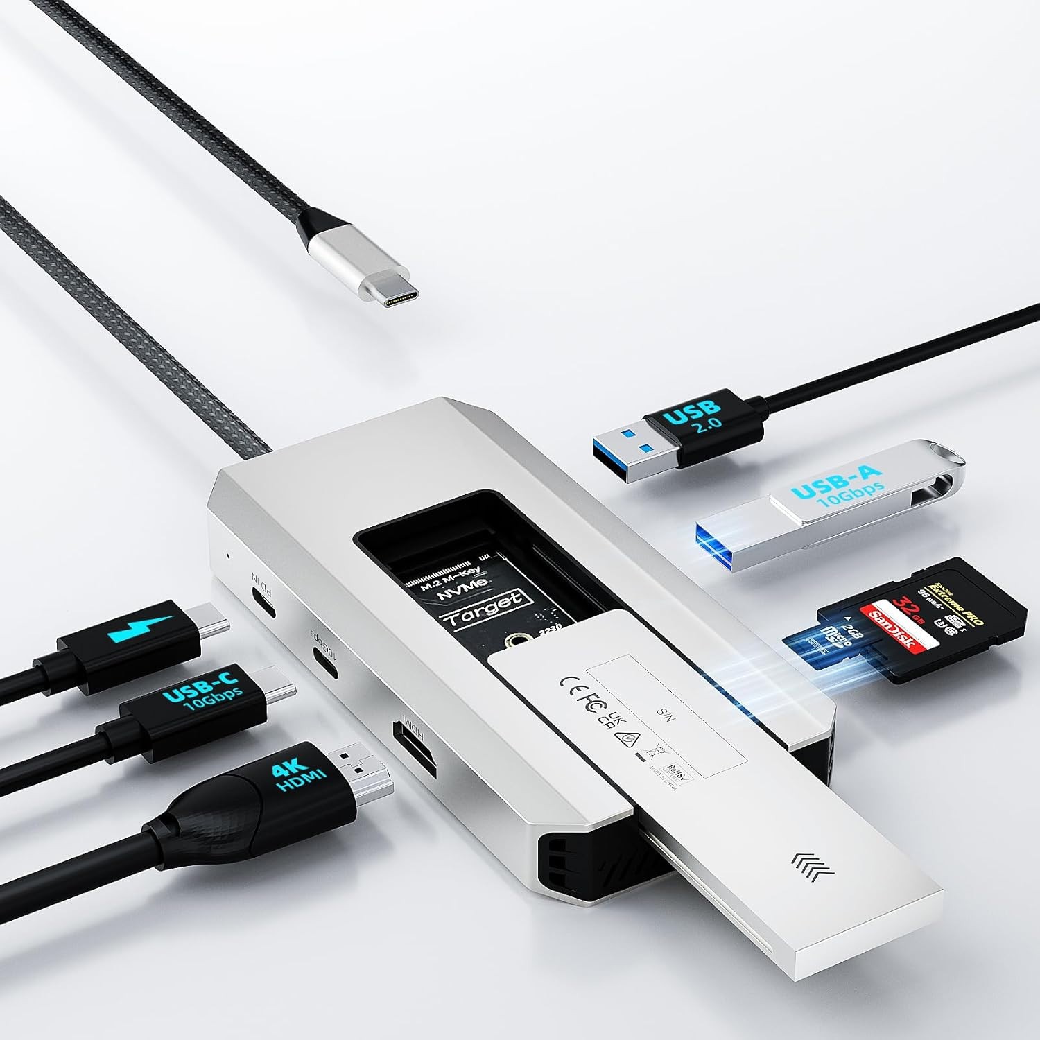 WAVLINK 8 in 1 Docking Station, USB C Hub with 10Gbps M.2 PCIe/SATA