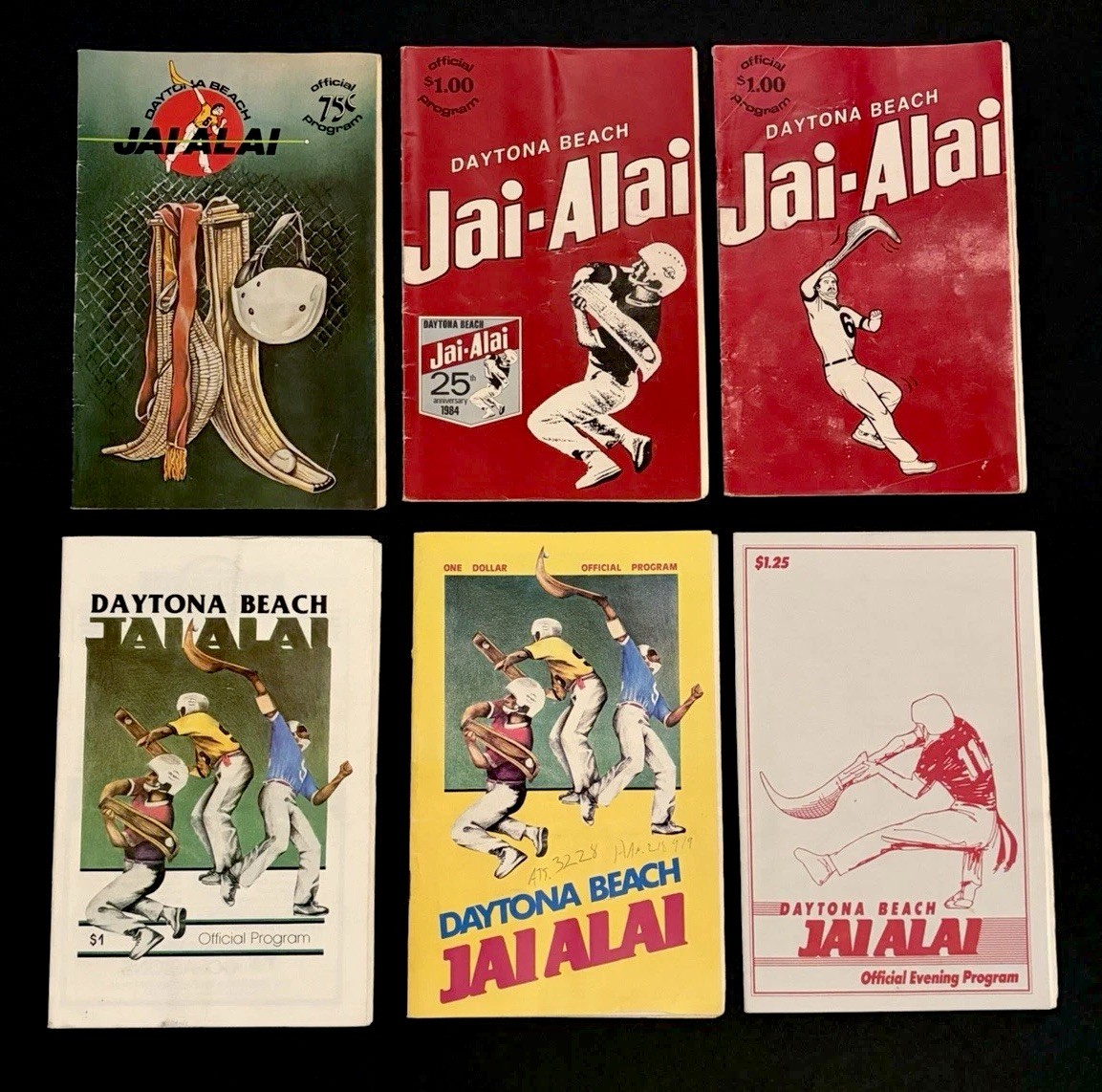 Daytona Jai Alai Program lot of 6. 1983-1990 covers. Great nostalgia.