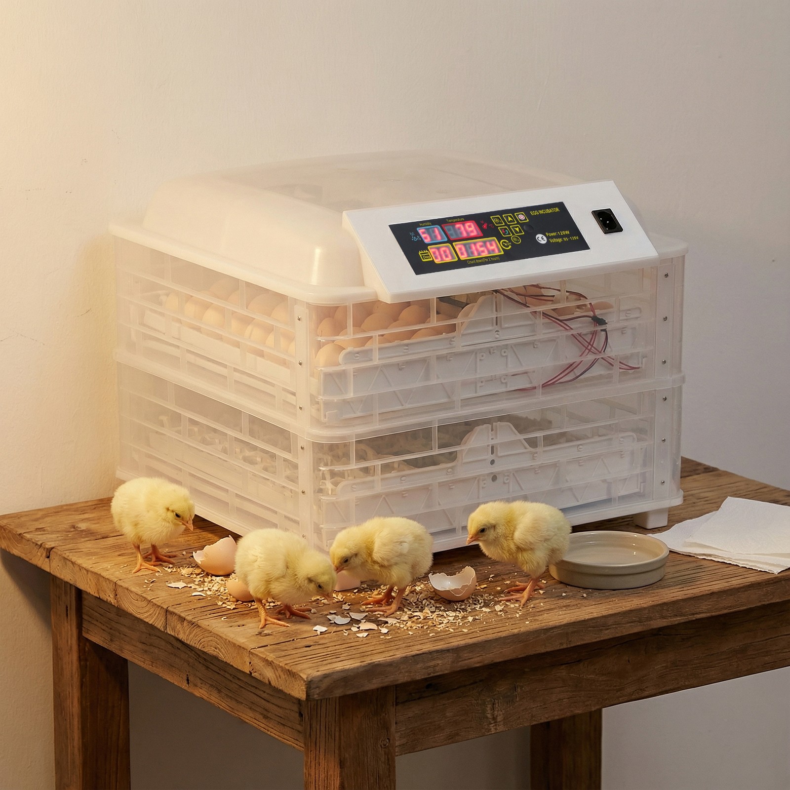 112 Egg Incubator Fully Automatic Poultry Hatcher with Digital PID Temp Control
