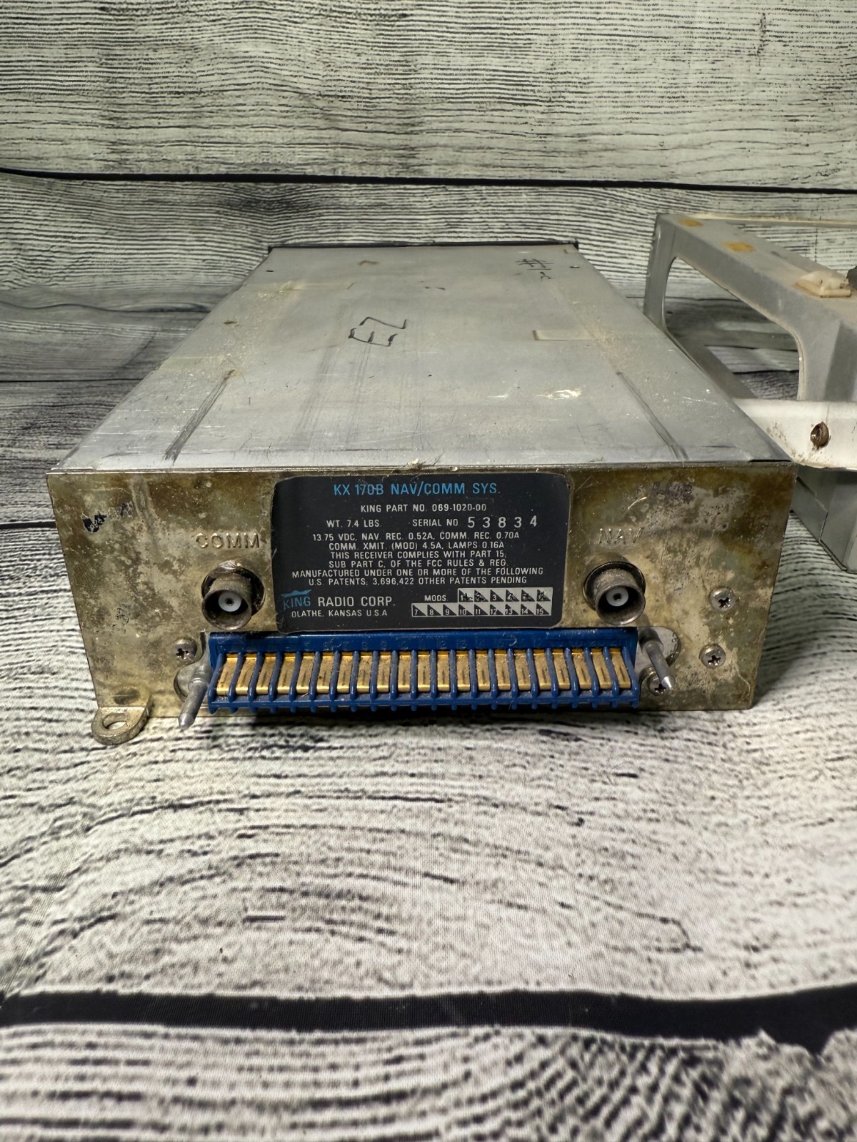 Bendix King #KX170B NAV/COMM SYS S. No. 53834 Avionics Unit UNTESTED SOLD AS IS