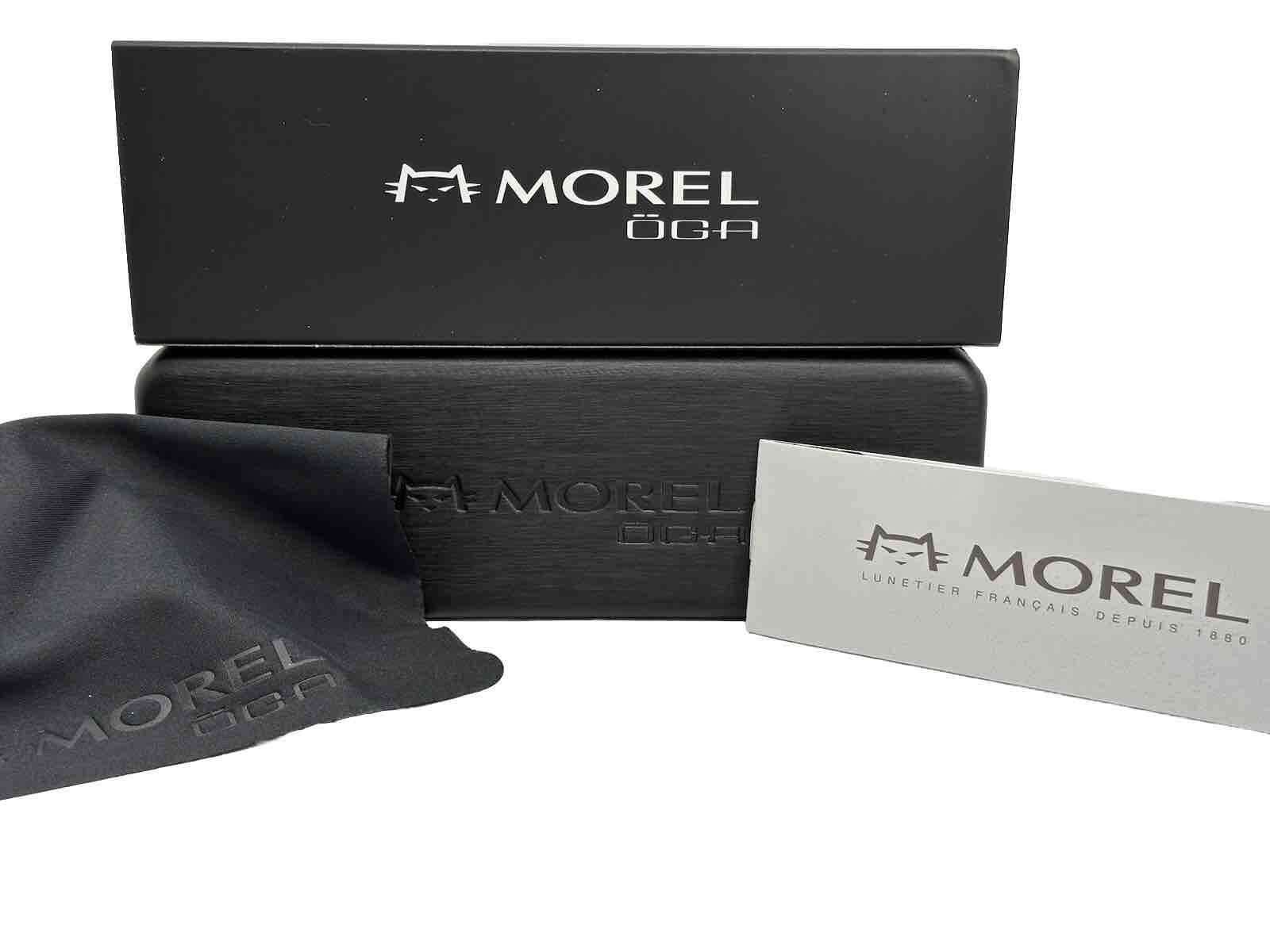 NEW Morel ÖGA Black & Black Hard Clamshell Eyeglasses Case & Microfiber Cloth