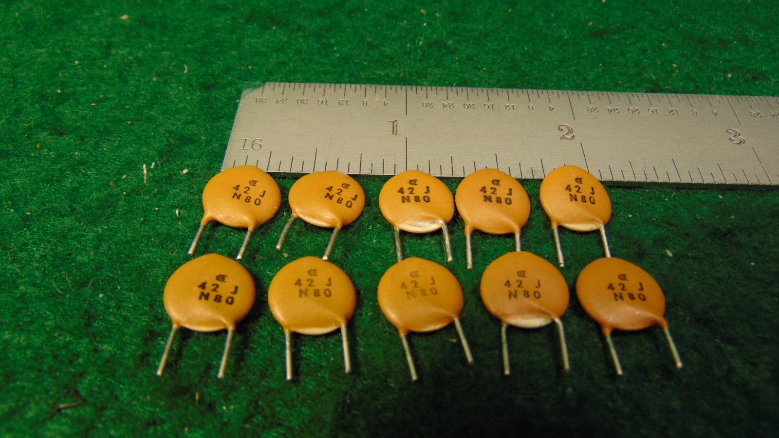 (10) Cornell Dubilier 42 pf 5% N80 500V Disc Ceramic Capacitors NOS