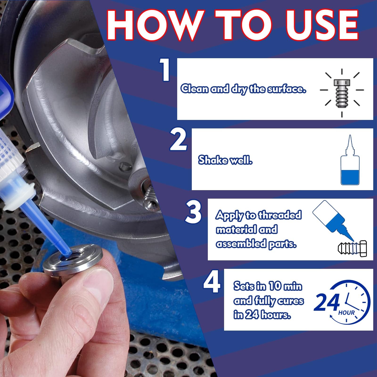 Thread Lock Blue and Red, Threadlocker Medium and High Strength, Thread Locke...