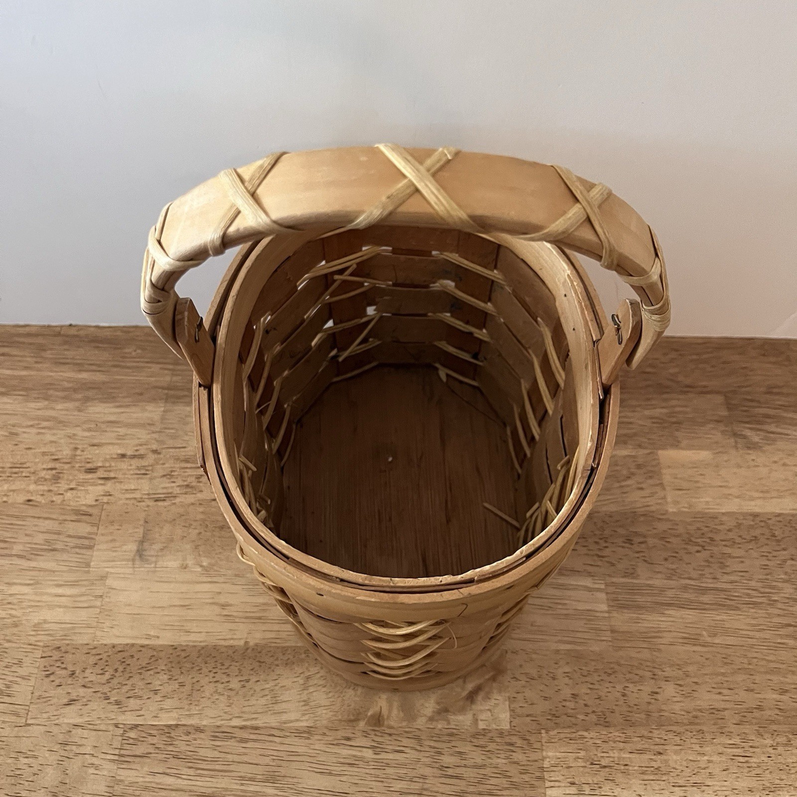 Vintage Oval Woven Basket With Handle