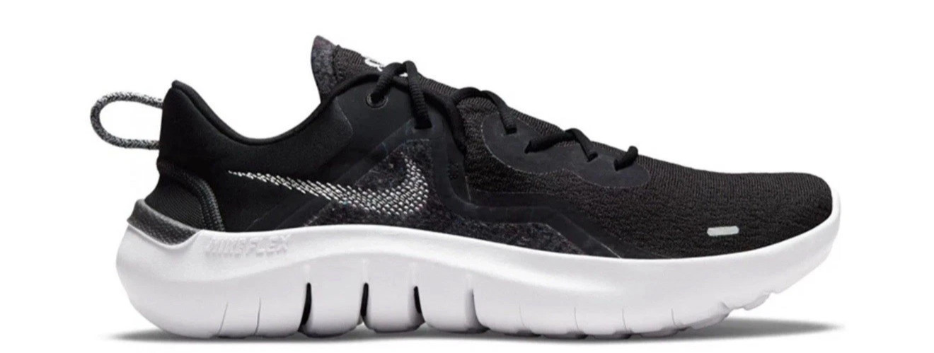 Nike Flex Run 2021 Shoes Mens Black White Workout Running CW3408 002