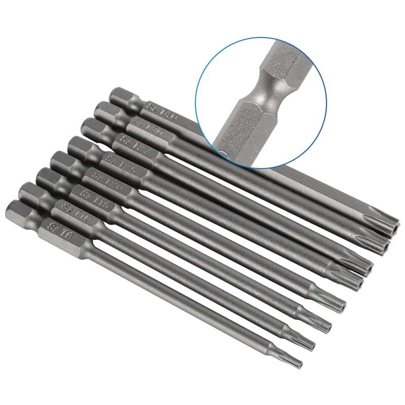 8PCS Torx Screwdriver Drill Bit Set 100MM Extra Long Hex Security Magnetic