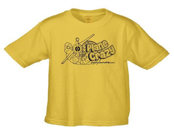 New “Plane Crazy” T-Shirt for Toddlers, Size 2T, Yellow, 100% cotton, preshrunk