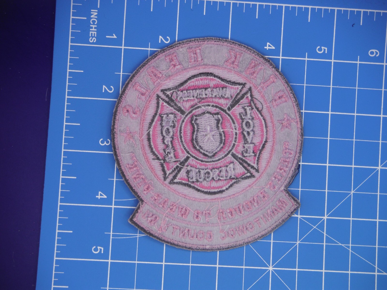 Manitowoc County Wisconsin Fire Pink BCA patch