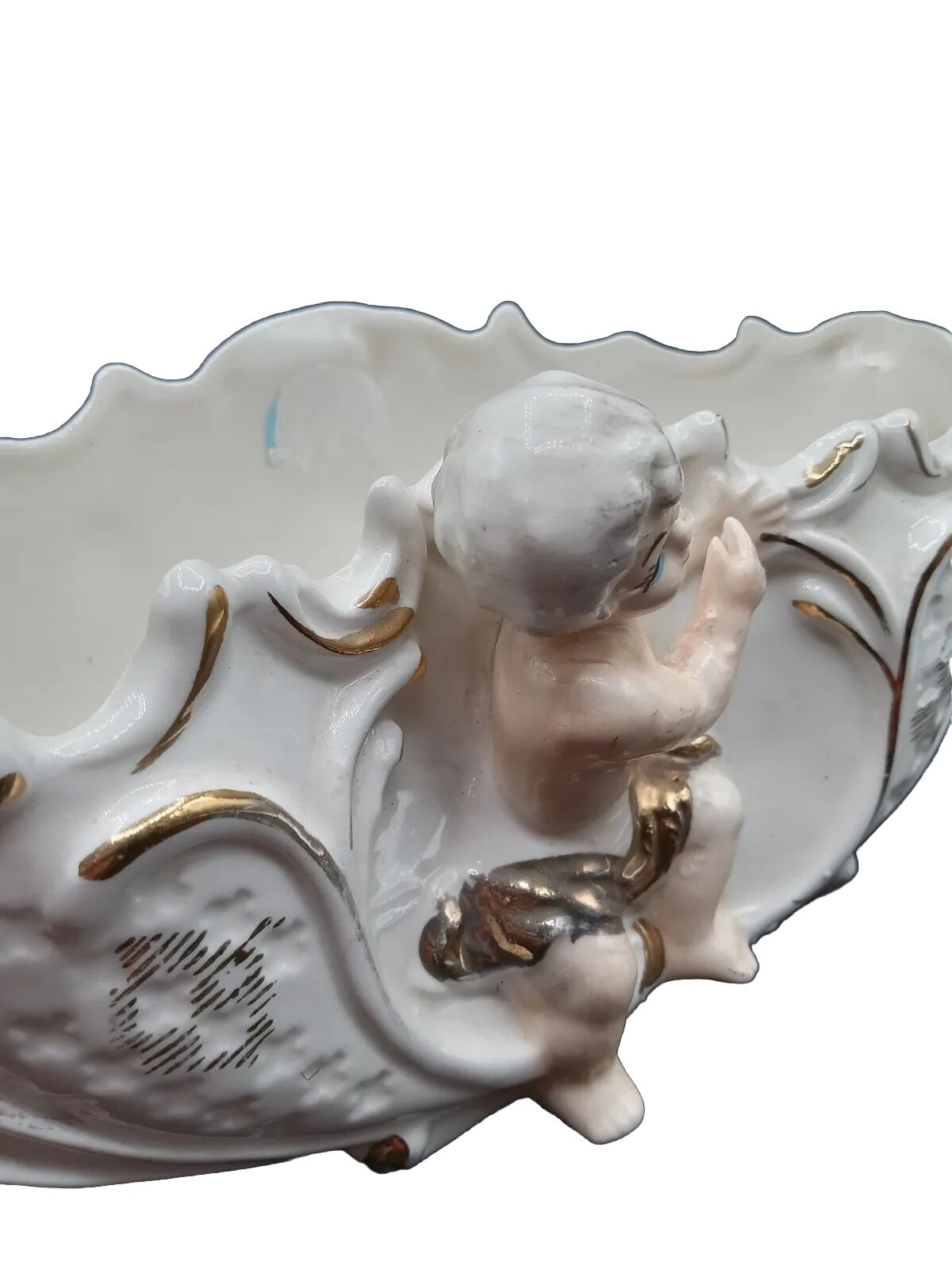PORCELAIN CHERUB PLANTER 9 TALL 4 HIGH