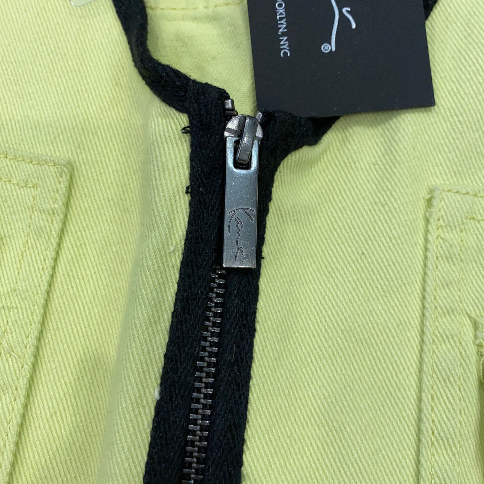 Karl Kani Neon Yellow Denim Utility Vest Retro 90's Men's Size Large NWOT