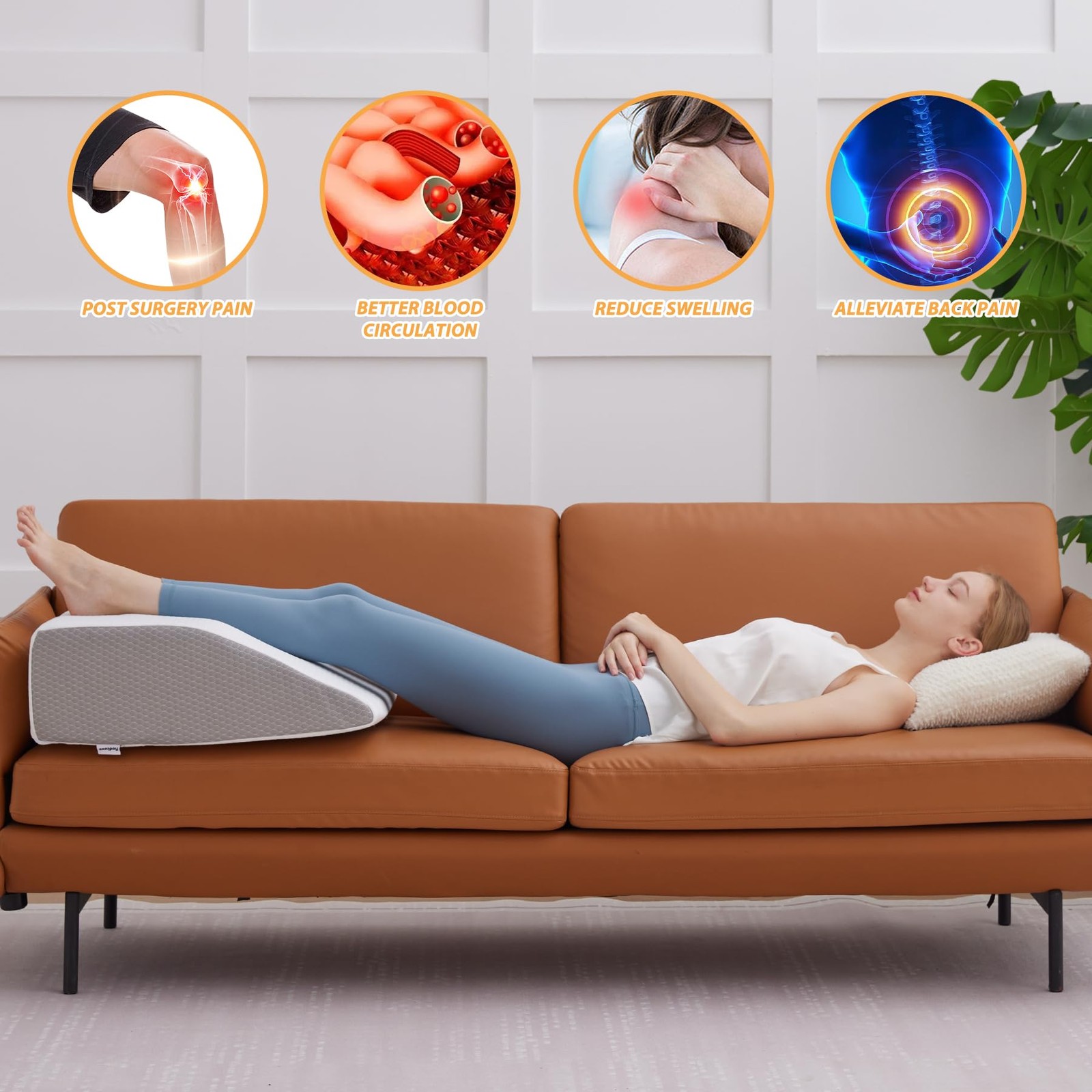 Leg Elevation Pillows, Leg Pillows for Sleeping, Cooling Gel Memory Foam Top,...