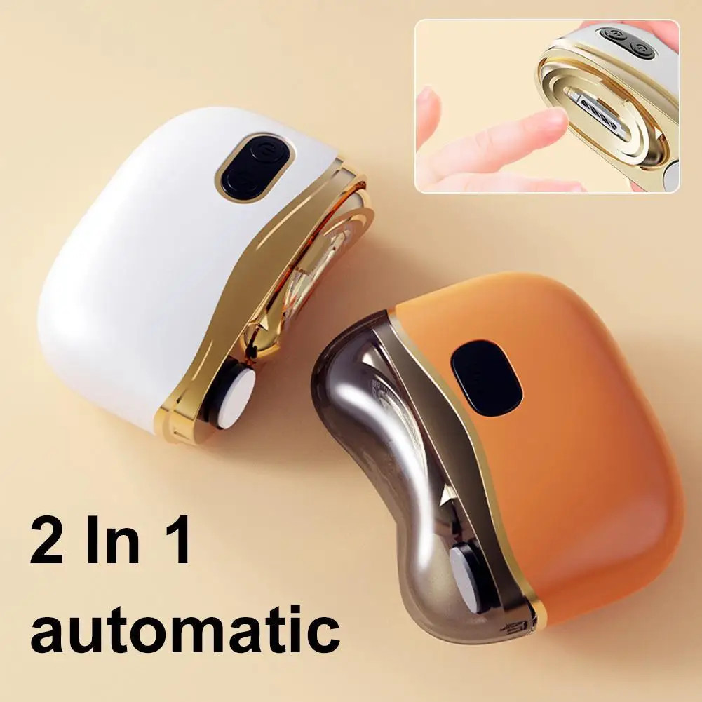 2 in 1 Electric Nail Trimmer and Buffer USB Rechargeable Waterproof Quiet Motor