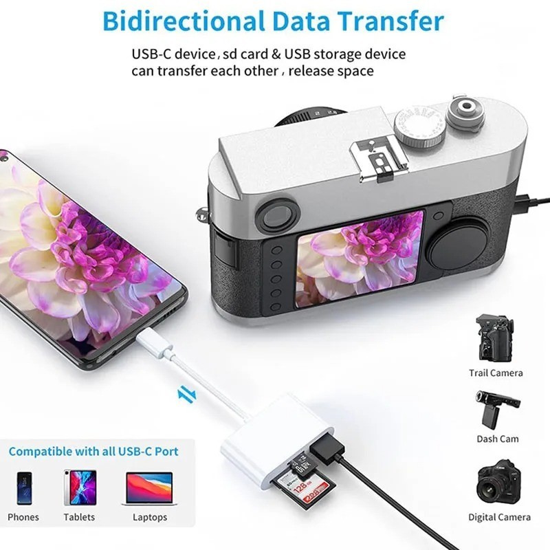 Type C SD TF Card Reader USB C OTG Adapter Memory Card Reader