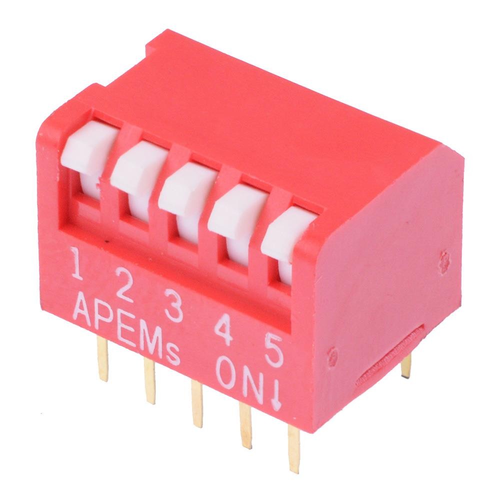 NDP05V APEM 5-Way Piano DIP Switch 2.54mm SPST