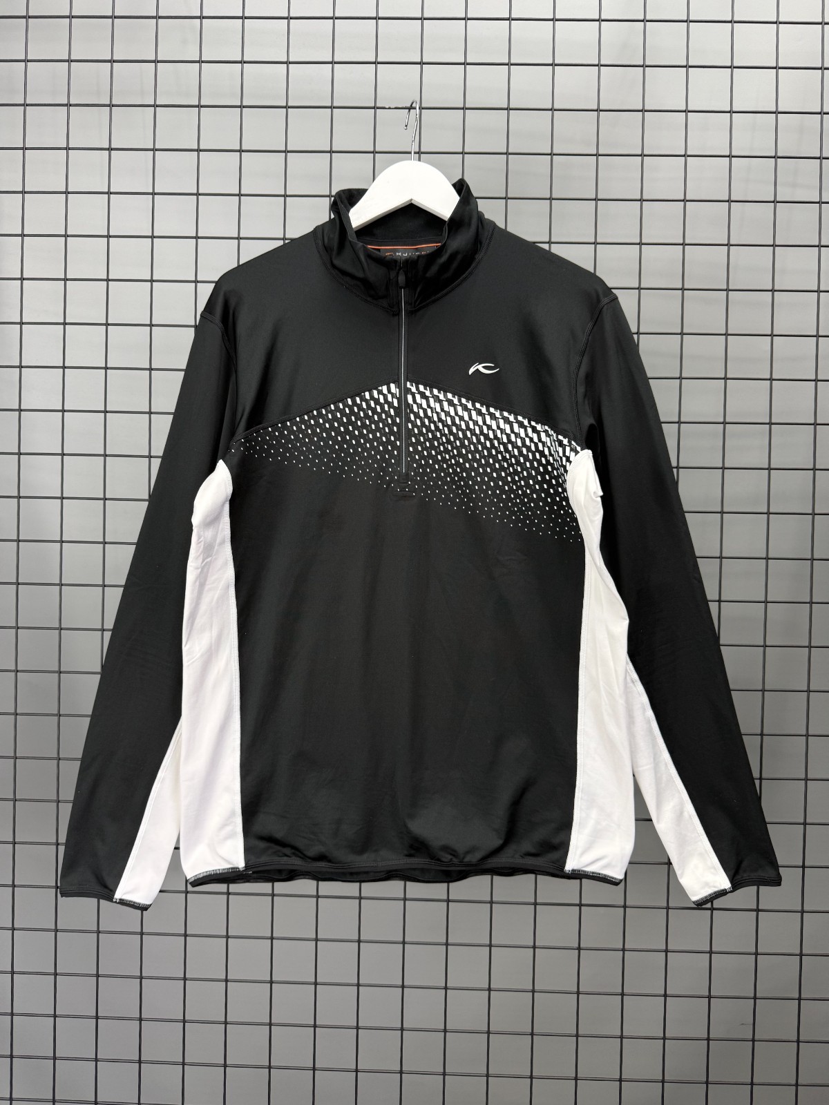 KJUS Mens Half Zip Base Layer EU 54 L Black Stretch Ski Golf Thermal Top