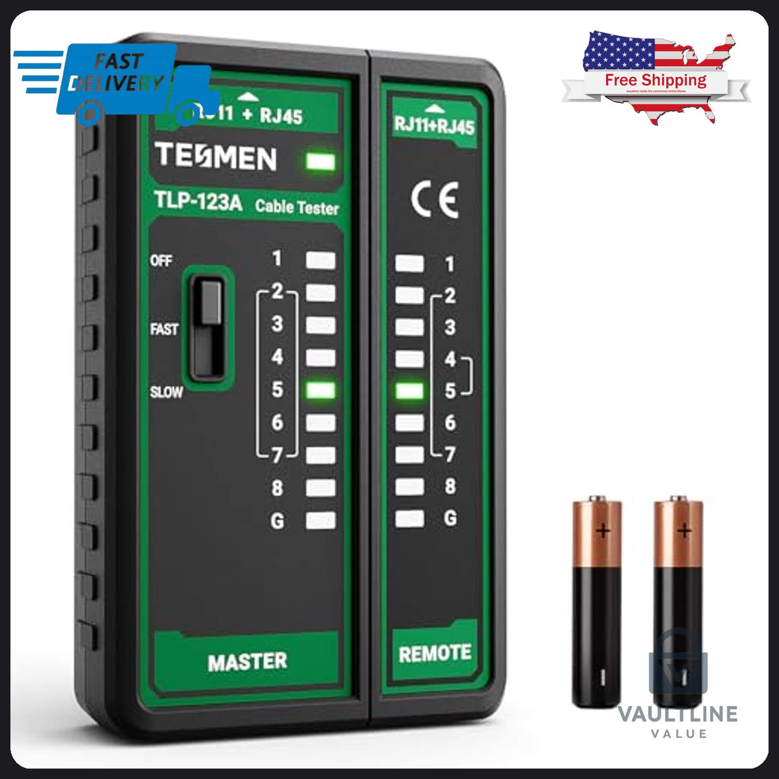 TESMEN TLP-123A Network Cable Tester for RJ45 and RJ11 Ethernet Wiring