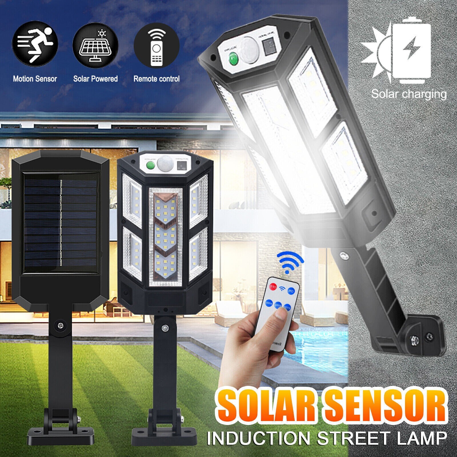 2PCS 99000000LM LED Solar Wall Light Commercial Dusk To Dawn Outdoor Street Lamp