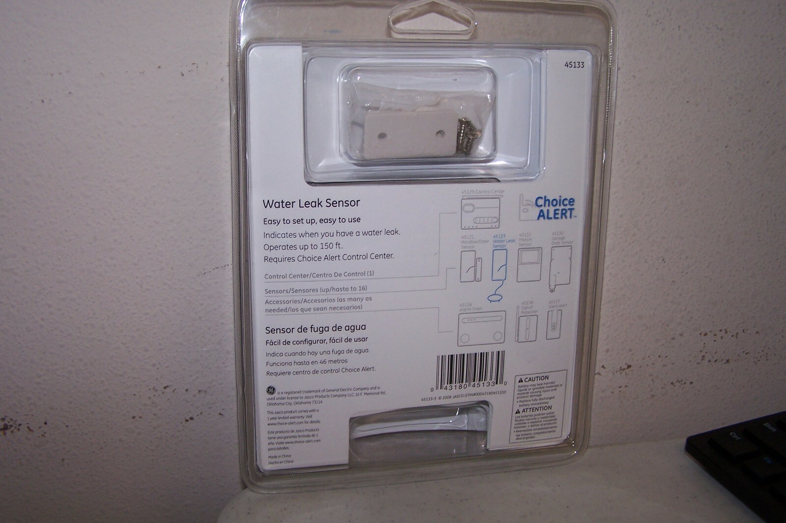 GE Choice Alert Wireless Alarm System Water Leak Sensor REQUIRES CONTROL CENTER 