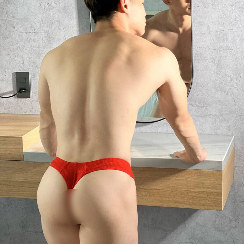 Men's Sexy Underwear Thong T Back Cotton Low Waist Triangle Button Sexy Pants